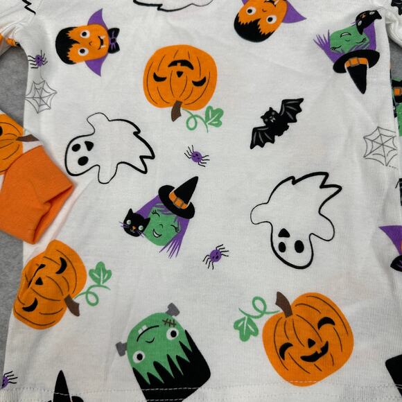 Tommy Bahama 2-Piece Halloween Pajama Set Kids 24M White Ghost Pumpkin Print 2T - Picture 3 of 7